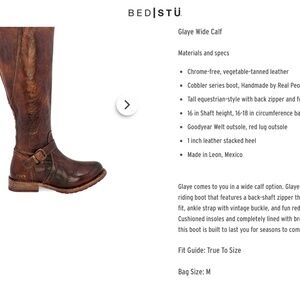 Bed Stu Wide Calf leather riding boots Sz 11
